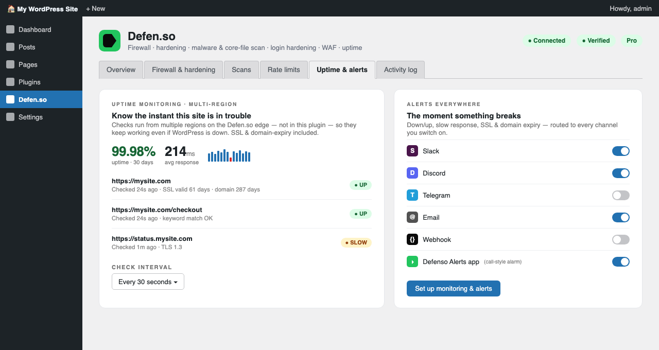 فحص ثغرات إضافة WordPress من Defen.so للإضافات والقوالب المثبَّتة مقابل CVE المعروفة